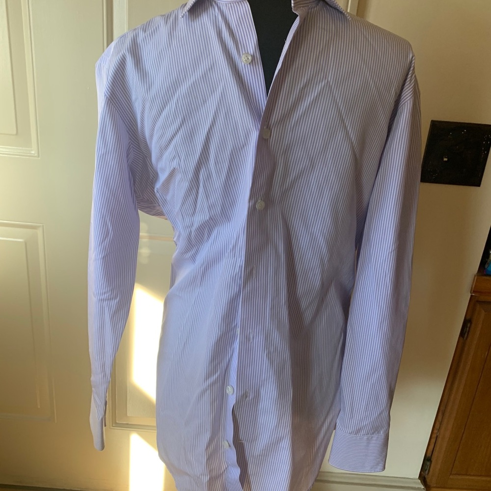 Serica purple striped button down dress shirt